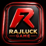 Rajluck Game logo with red and black 3D design